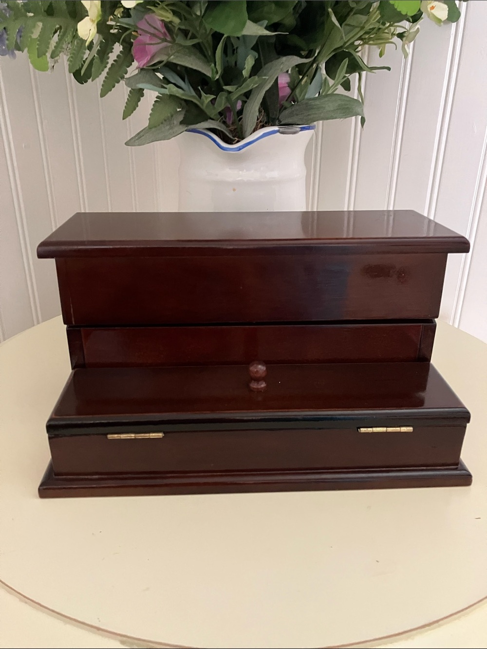 The Bombay Company Mahogany Wood Jewelry Box With Multiple Compartments